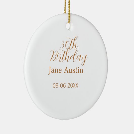 30th birthday copper brown simple stylish name dat keramik ornament (Rechts)