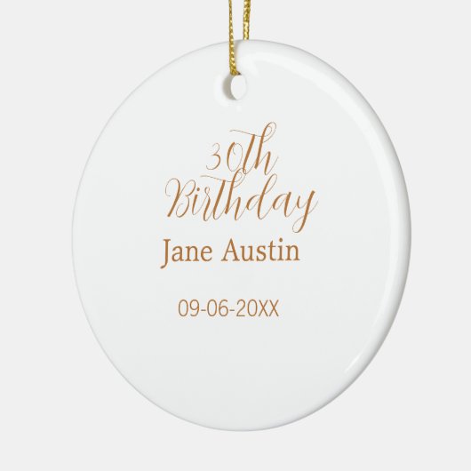 30th birthday copper brown simple stylish name dat keramik ornament (Links)