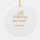 30th birthday copper brown simple stylish name dat keramik ornament (Hinten)
