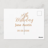 30th birthday copper brown simple stylish name dat postkarte (Rückseite)