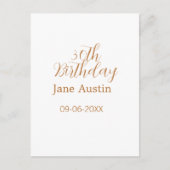 30th birthday copper brown simple stylish name dat postkarte (Vorderseite)