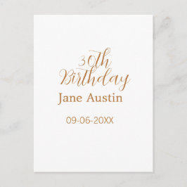 30th birthday copper brown simple stylish name dat postkarte