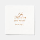 30th birthday copper brown simple stylish name dat serviette (Vorderseite)
