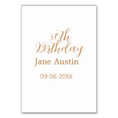 30th birthday copper brown simple stylish name dat tischnummer (Vorderseite)