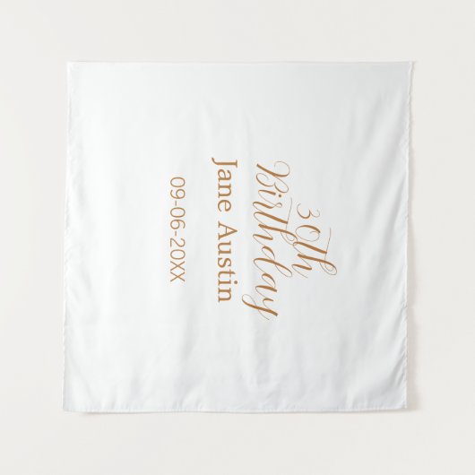 30th birthday copper brown simple stylish name dat wandteppich (Vorderseite (Horizontal))