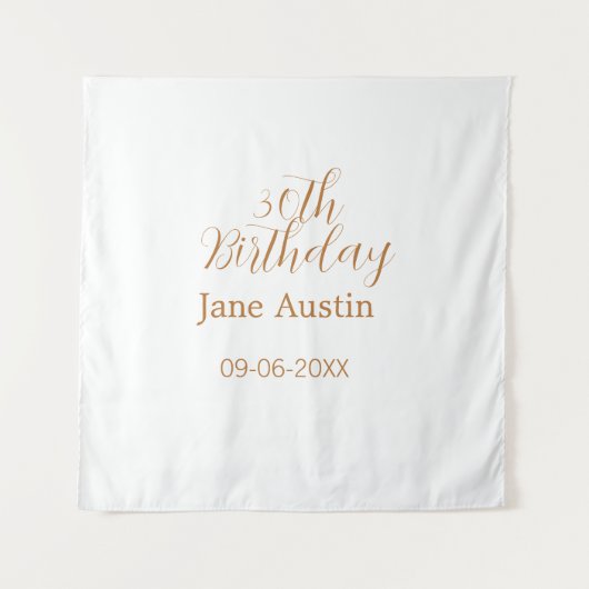 30th birthday copper brown simple stylish name dat wandteppich (Vorderseite)