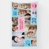 30th Birthday Custom Photo Collage Pink Blue Banner (Vertikal)