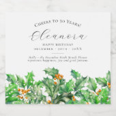 30th Birthday December Birth Flower Holly Schaumweinetikett (Einzelnes Label)