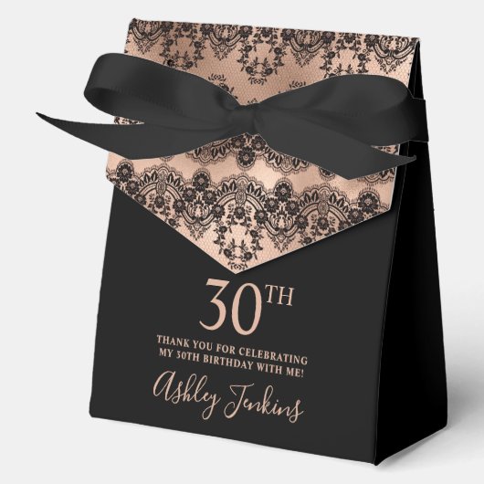 30th Birthday Elegant Rose Gold Lace Geschenkschachtel (Vorderseite)