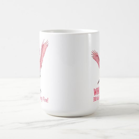 30th Birthday Flocking Fire Flamingo Kaffeetasse (Mittel)