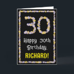 30th Birthday: Floral Flowers Number, Custom Name Karte<br><div class="desc">The front of this floral, nature-inspired birthday-themed greeting card design has the message “Happy 30th Birthday, ” along with a customizable recipient name. The large number “30” plus the border on the front both feature flower icons. The inside has a personalized birthday greeting message, or could perhaps be cleared and...</div>