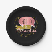 30th birthday hello 30 Personalized heart Pappteller (Vorderseite)