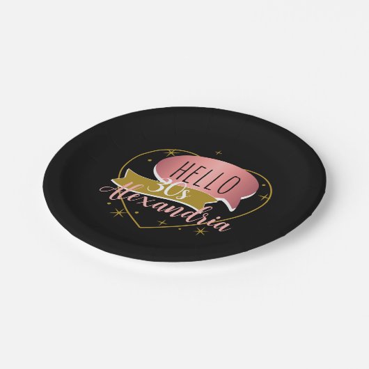 30th birthday hello 30 Personalized heart Pappteller (Schrägansicht)