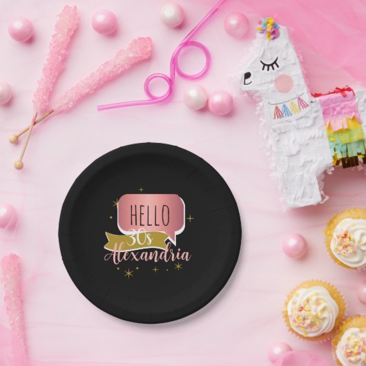 30th birthday hello 30 Stylish Personalized Pappteller (Party)