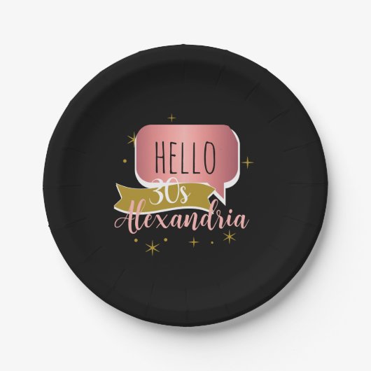30th birthday hello 30 Stylish Personalized Pappteller (Vorderseite)