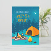 30th Birthday Invitation with Tourist Camp Einladung (Stehend Vorderseite)