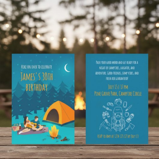 30th Birthday Invitation with Tourist Camp Einladung