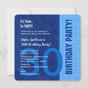 30th Birthday Modern Hues of Blue Einladung