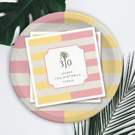 30th Birthday Palm Beach Pastel Stripe Tropical Serviette