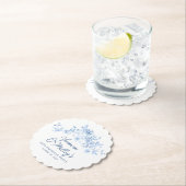 30th Birthday Party Blue Rose Floral Custom Untersetzer (Vor Ort)