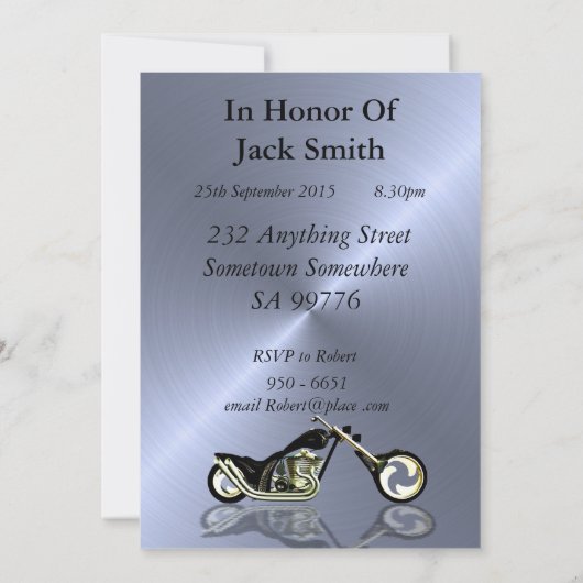 30th Birthday Party Einladung with a Motorbike (Rückseite)