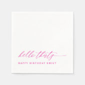 30th Birthday Party Hello 30 Modern Pink Serviette (Vorderseite)