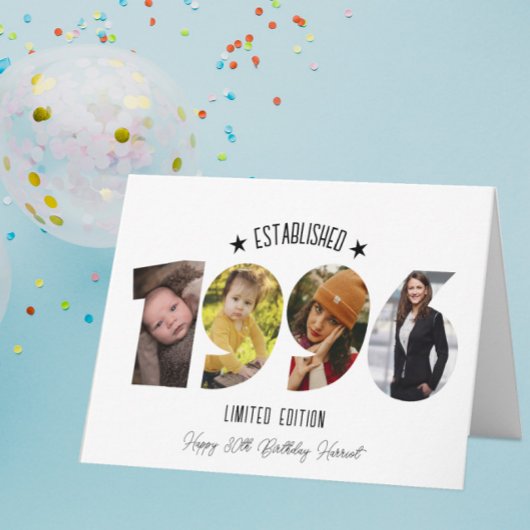 30th birthday Photo Collage established 1996 Dankeskarte