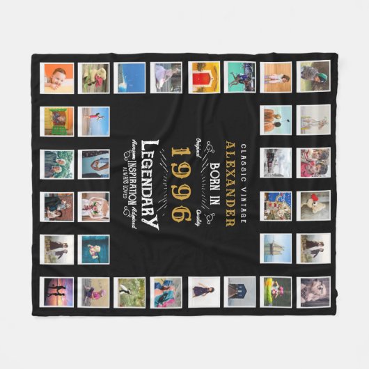 30th Birthday Photo Collage Son Or Husband Fleecedecke (Vorderseite (Horizontal))