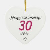 30th Birthday pink Shadow Monogram heart Keramik Ornament (Vorne)