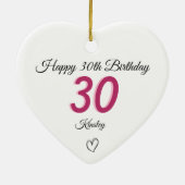 30th Birthday pink Shadow Monogram heart Keramik Ornament (Hinten)