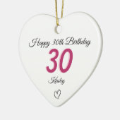 30th Birthday pink Shadow Monogram heart Keramik Ornament (Links)