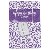 30th Birthday Random Number Pattern Purple/White Mittlere Geschenktüte (Vorderseite)