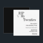 30th Birthday RIP 20s Black and White Minimal Einladung<br><div class="desc">This is a modern, 30th birthday, Halloween adult party design. This simple RIP 20s design, is in minimal black and white with stylish typography. The template is set up for you to simply add your name Halloween birthday party details. Perfect for a cool and fun, Halloween themed, 30th birthday party....</div>