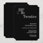 30th Birthday RIP Twenties Party Black and White Einladung (Vorne/Hinten)