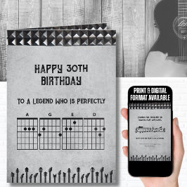 30th Birthday Rockstar Studded Guitar Theme Card Karte