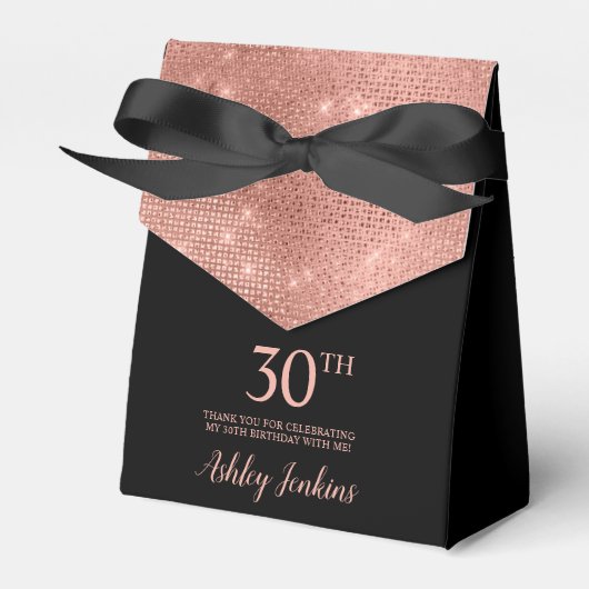 30th Birthday Rose Gold Thank You Favor Box Geschenkschachtel (Vorderseite)