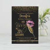 30th Birthday She's Kissing her 20's Goodbye -Pink Einladung (Stehend Vorderseite)