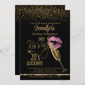 30th Birthday She's Kissing her 20's Goodbye -Pink Einladung (Vorne/Hinten)