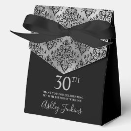 30th Birthday Silver Damask Thank You  Geschenkschachtel