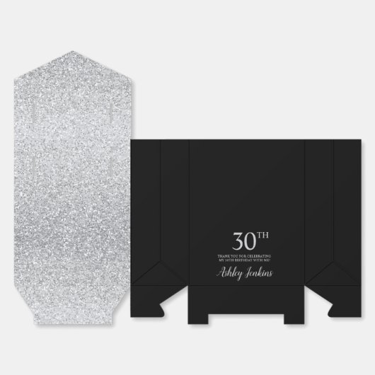 30th Birthday Silver Glitter Thank You Geschenkschachtel (Ungefaltet)