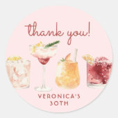 30th Birthday Watercolor Cocktail Stickers (Vorderseite)