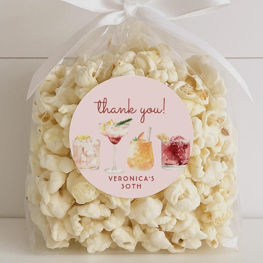 30th Birthday Watercolor Cocktail Stickers