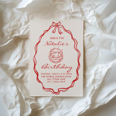 30th Bow Hand Drawn Coquette Illustriert Geburtsta Einladung