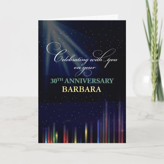 30th Employee Anniversary Sky, Customizable Black Karte (Vorderseite)