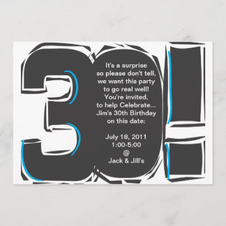 30th SImple Birthday Invite Einladung