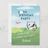 30th Surprise Birthday Party Men's Golf Theme Einladung (Rückseite)