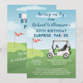 30th Surprise Birthday Party Men's Golf Theme Einladung (Vorne/Hinten)