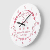 30th Wedding Anniversary Hearts Große Wanduhr (Winkel)