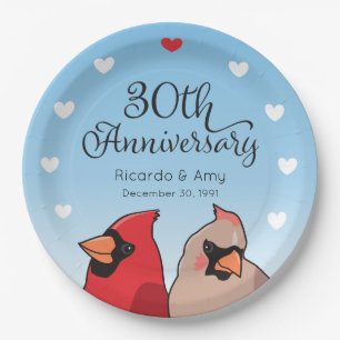 30th Wedding Anniversary, Kardinal Pair Pappteller