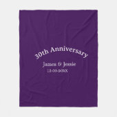 30th wedding anniversary name date purple simple fleecedecke (Vorderseite)